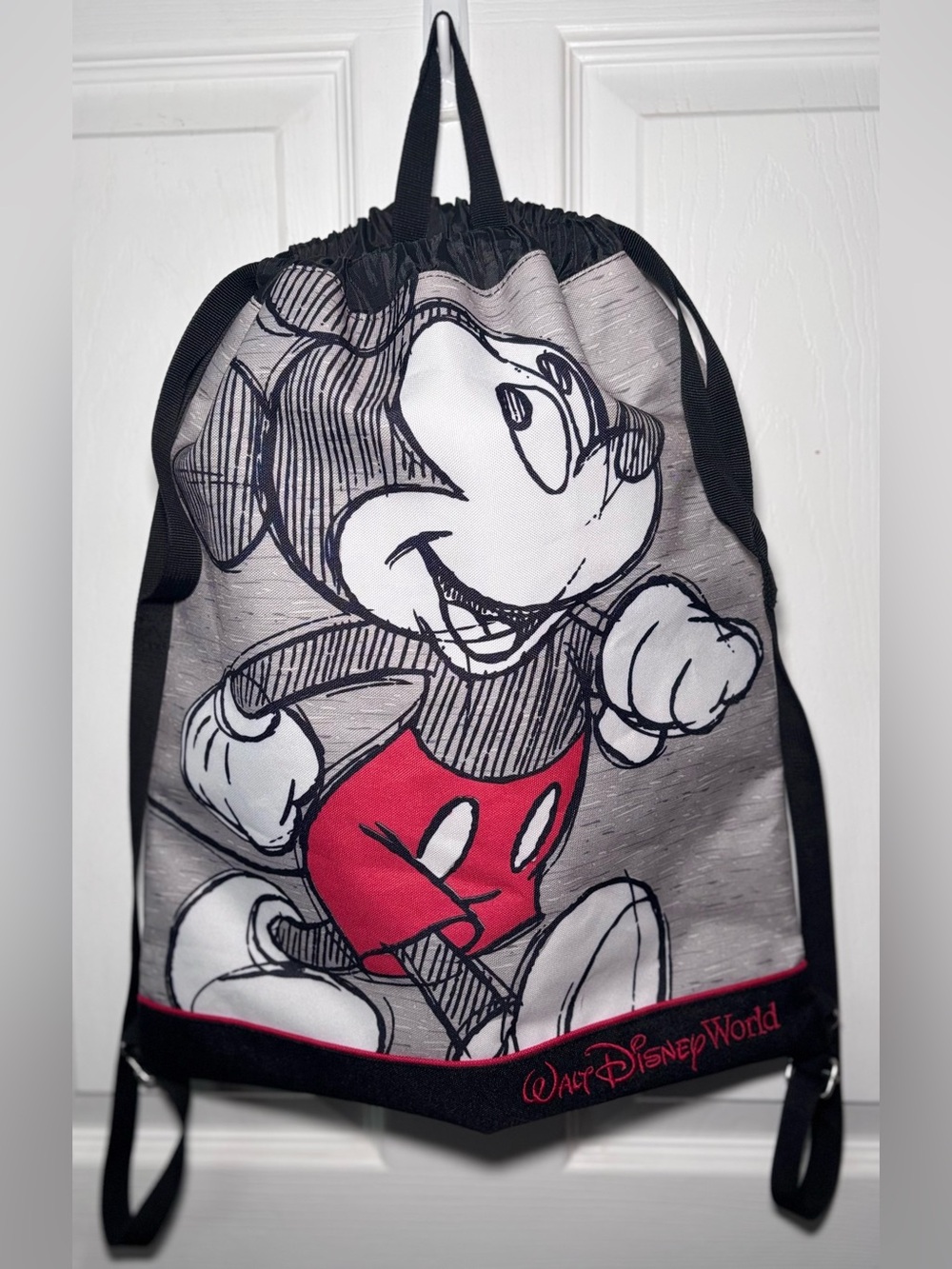 Walt Disney World Sketch Mickey Drawstring Backpack Cinch Bag